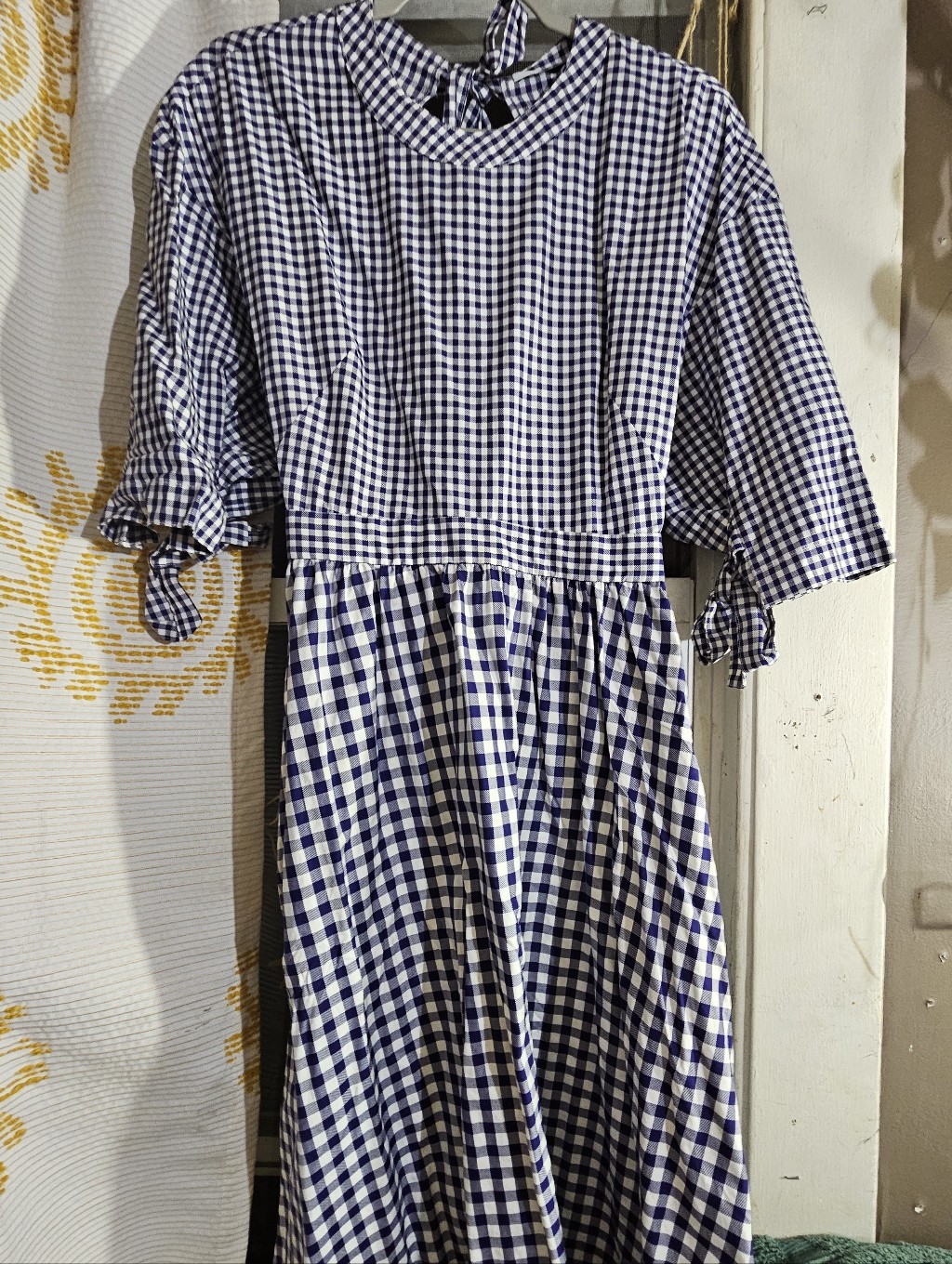 Rosetta Getty Navy And White Gingham Dress